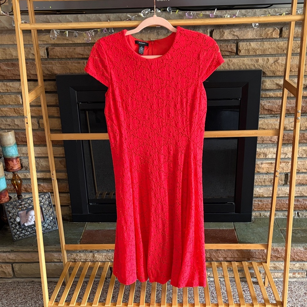 Alfani Red Lace Midi Dress